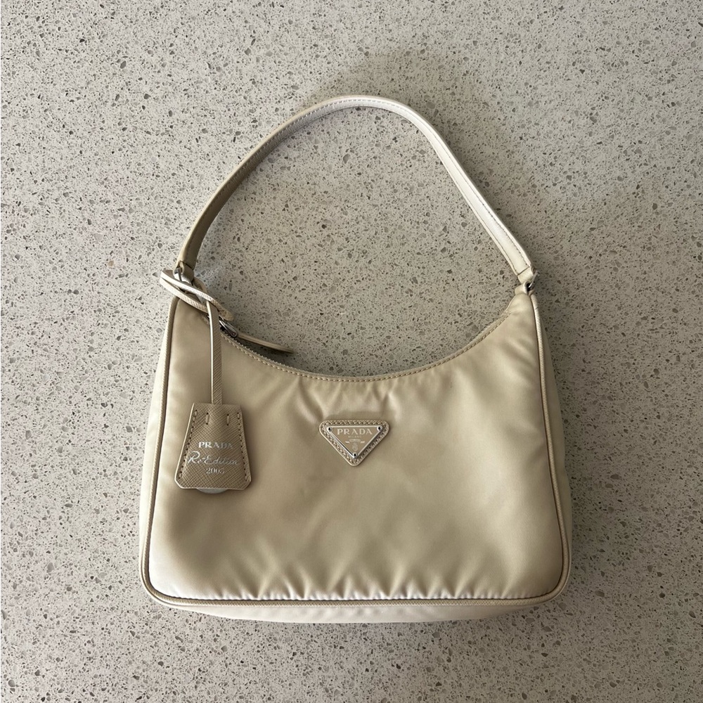 PRADA Re-Nylon 2005 Re-Nylon Mini Handbag Beige - 💯 AUTHENTIC